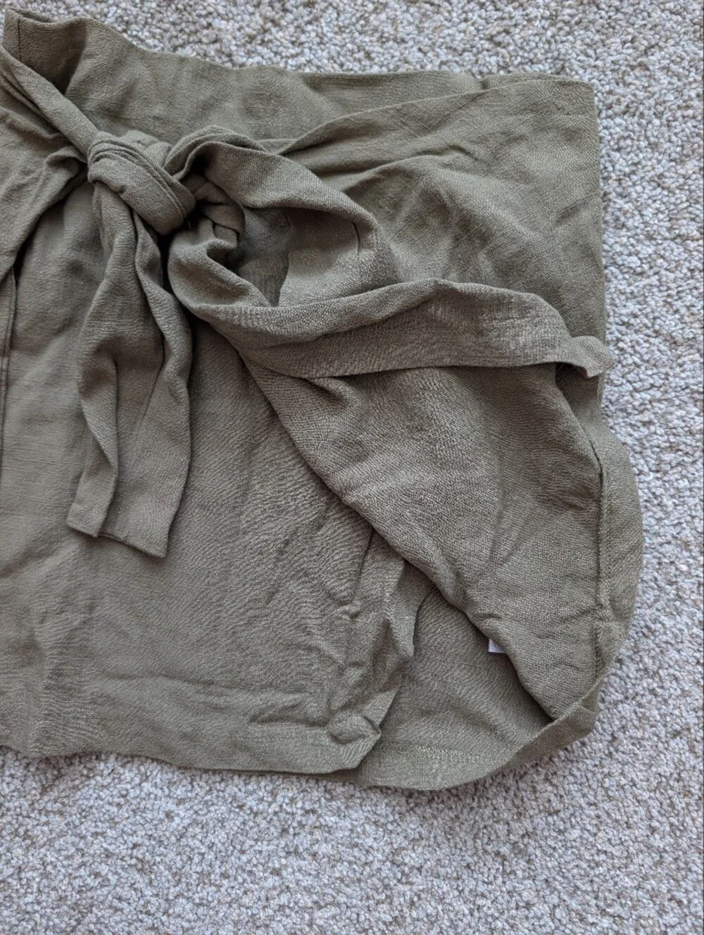 Grade & Gather Womens Olive Green Linen Tie Front Mini Skirt NWT Size Small